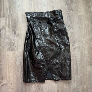NA-KD Women's Faux Leather Overlap Midi‎ Skirt Size EU 38